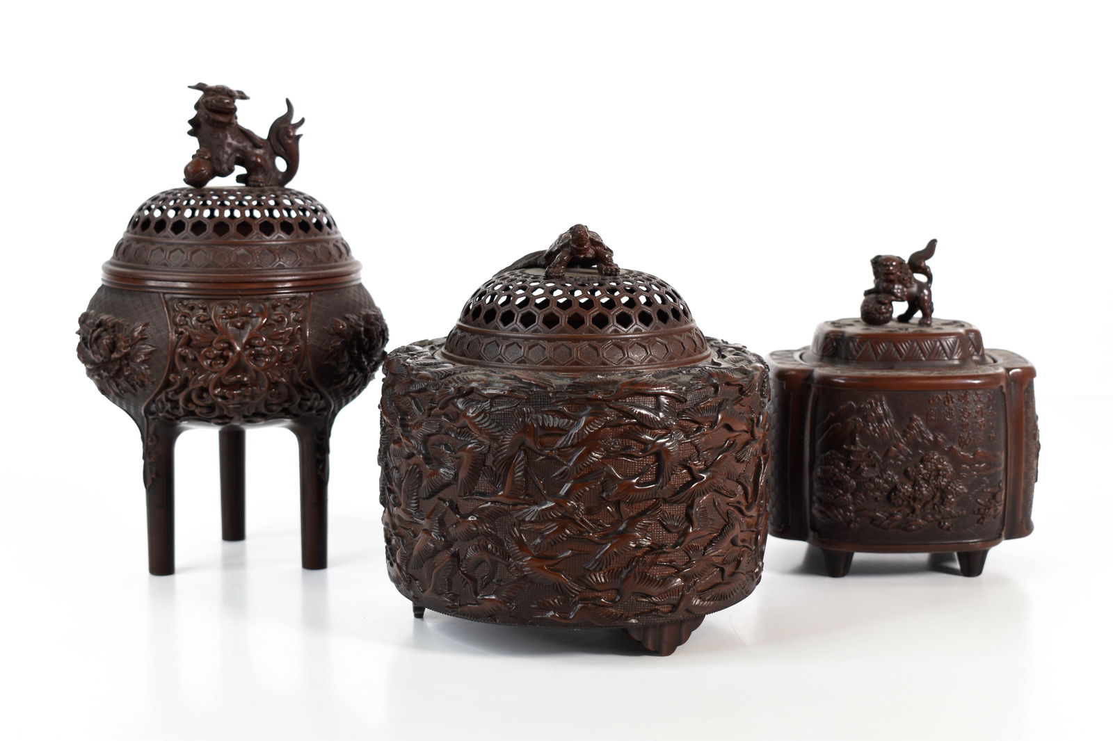 Chinses Bronze Patinated Censers (1 of 10)