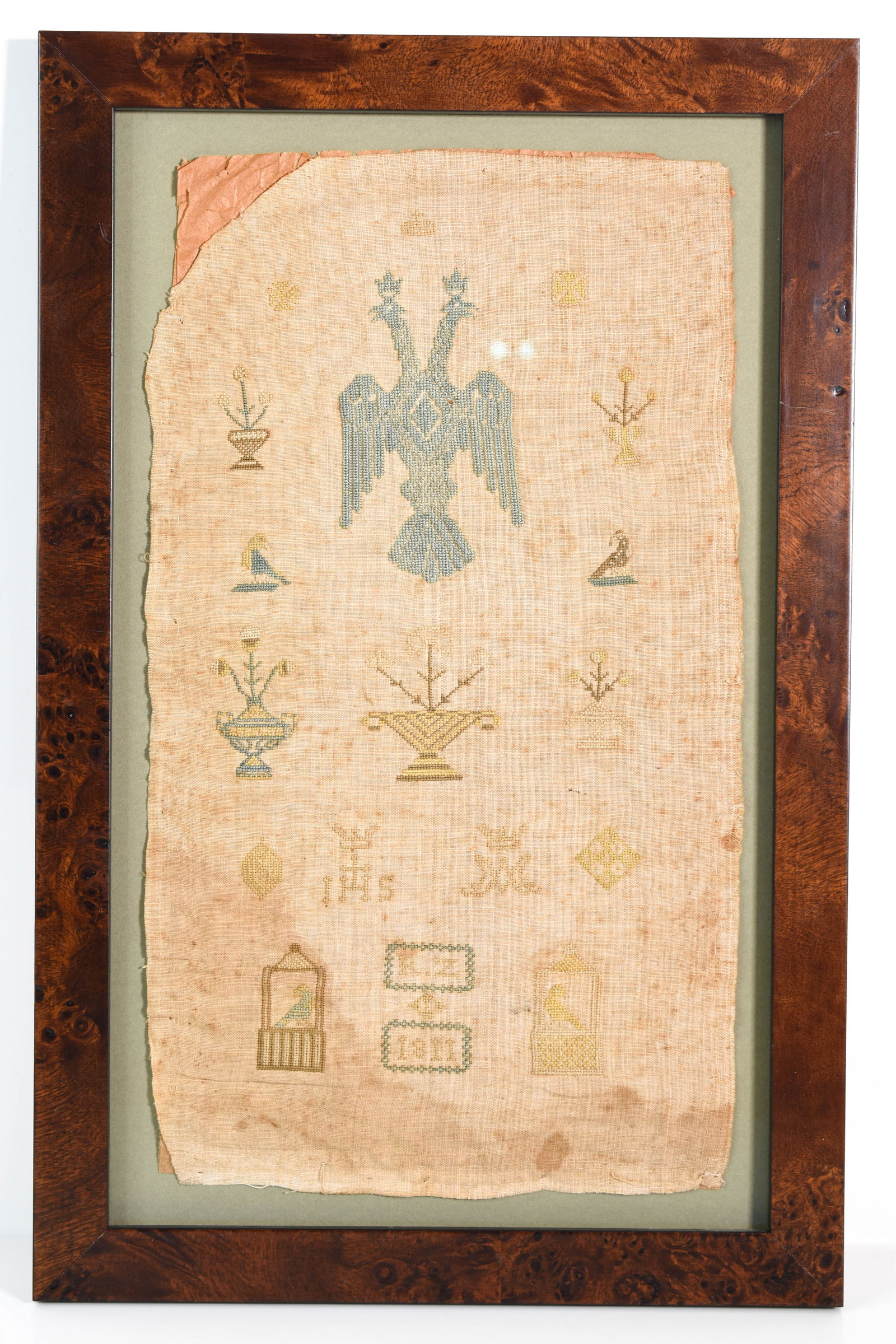 Antique Embroidered Textile: Height 15.5" Length 10" ****We Offer In-House Shipping***