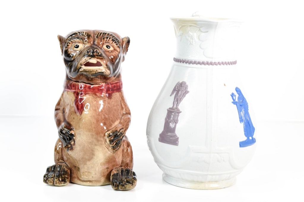 Antique English Majolica & English Pottery: Tallest vase Height 8" ****We Offer In-House Shipping***