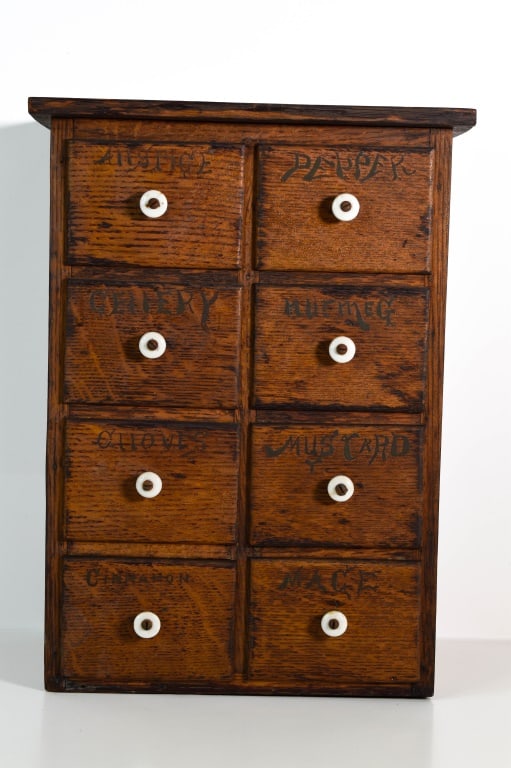 Early Spice Cabinet 19th Century: Nice 19th century spice cabinet. Height 14" ****We Offer In-House Shipping***
