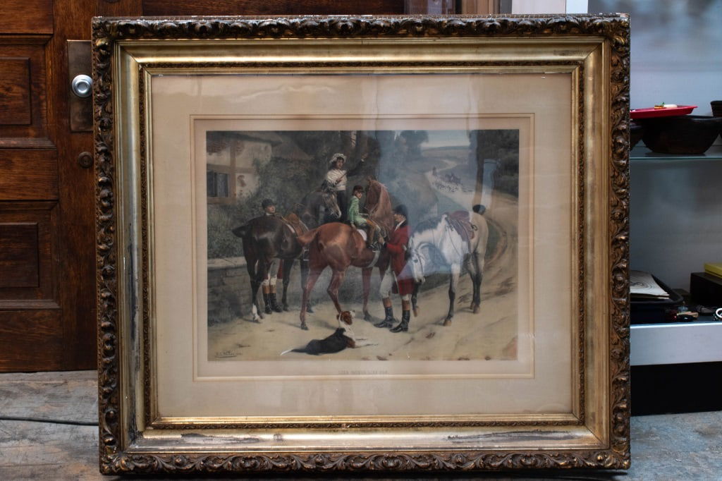 Samuel Edmund Waller (British, 1850) Engraving: A fine and large engraving, 'The Huntsman' by S.E. Waller, British 1850-1903.Height approximately 43" Length 49" ****We Offer In-House Shipping***