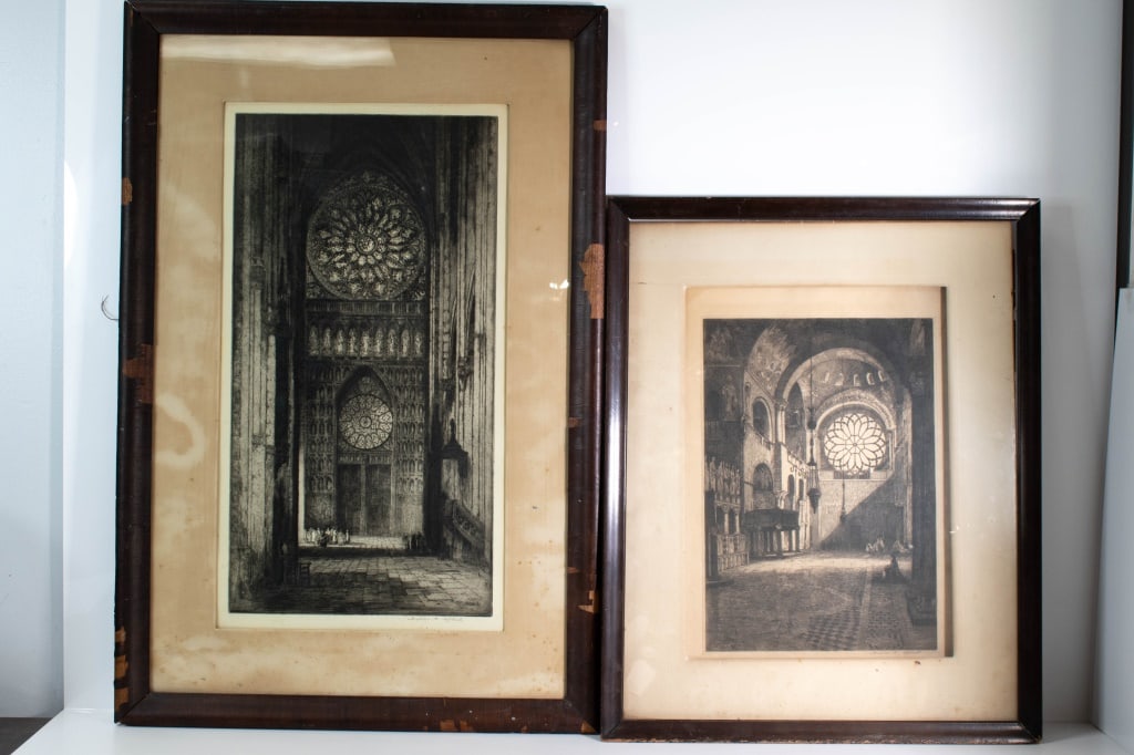 Axel H. Haig Etching & More: Largest frame Height 39" Length approximately 29" ****We Offer In-House Shipping***