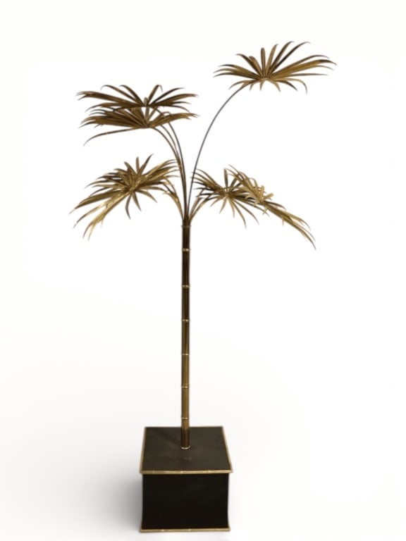 Italian Regency Metal Toleware Palm: Mid-century modern regency style palm tree. Height 77 inches