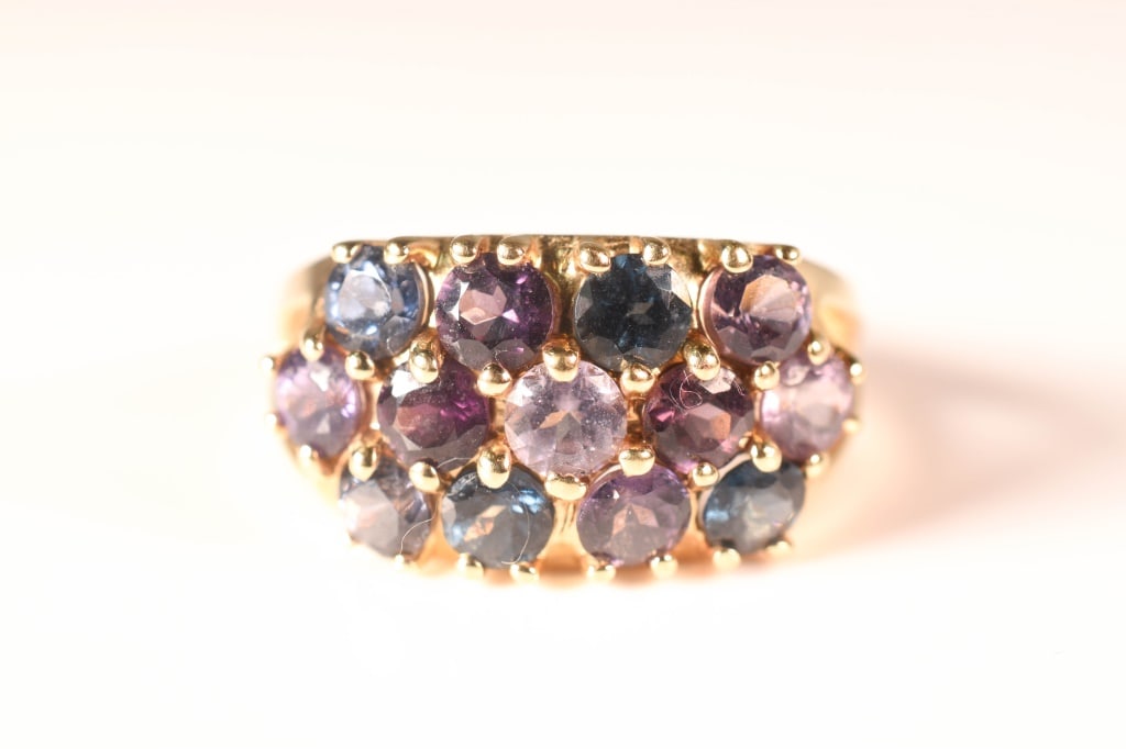 14K Gold, Amethyst & Sapphires Ring 5 Gram (1 of 6)