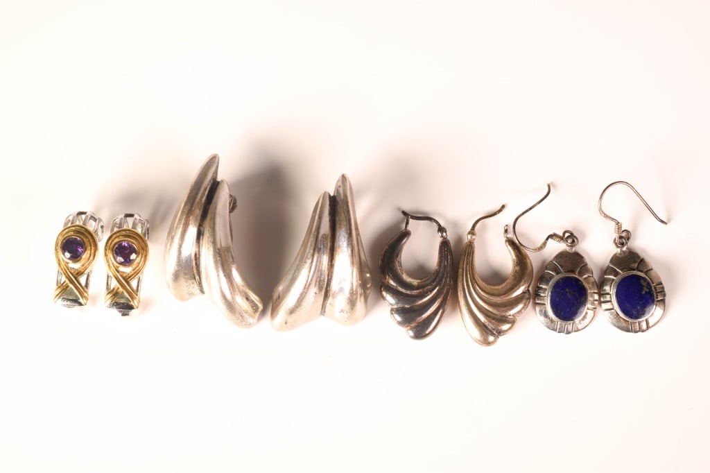 Sterling Silver, Lapis & Amethyst Earrings (1 of 5)