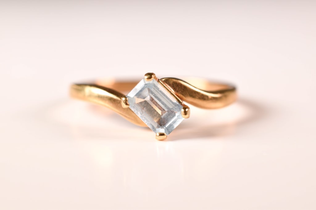 14K Gold & Aquamarine Ring 2.4 Grams (1 of 5)