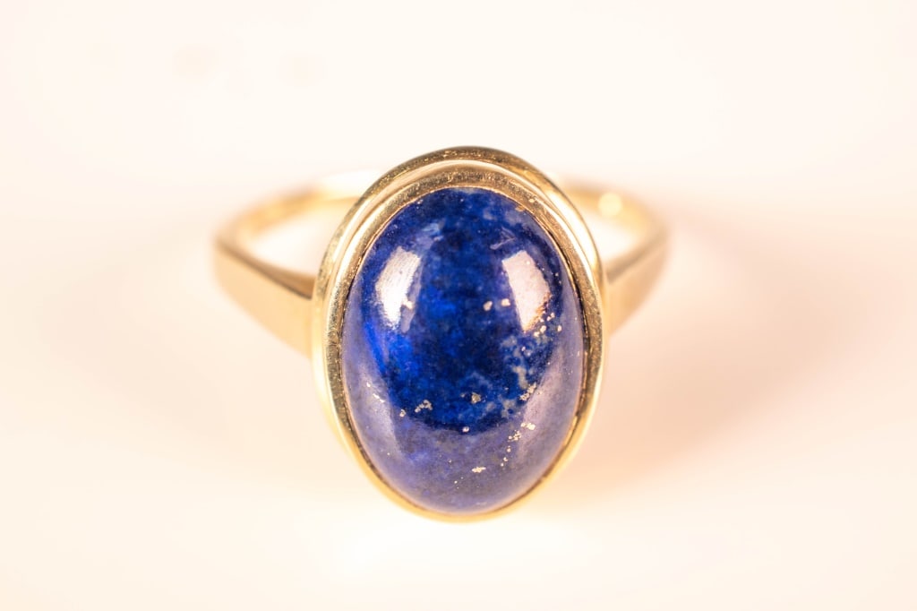 14K Gold & Lapis Cabochon Ring 4.5 Grams (1 of 5)