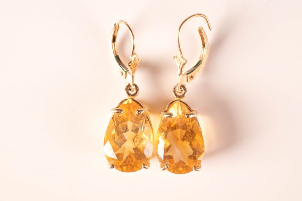 14K Gold & Citrines Earrings 5.5 Grams (1 of 6)