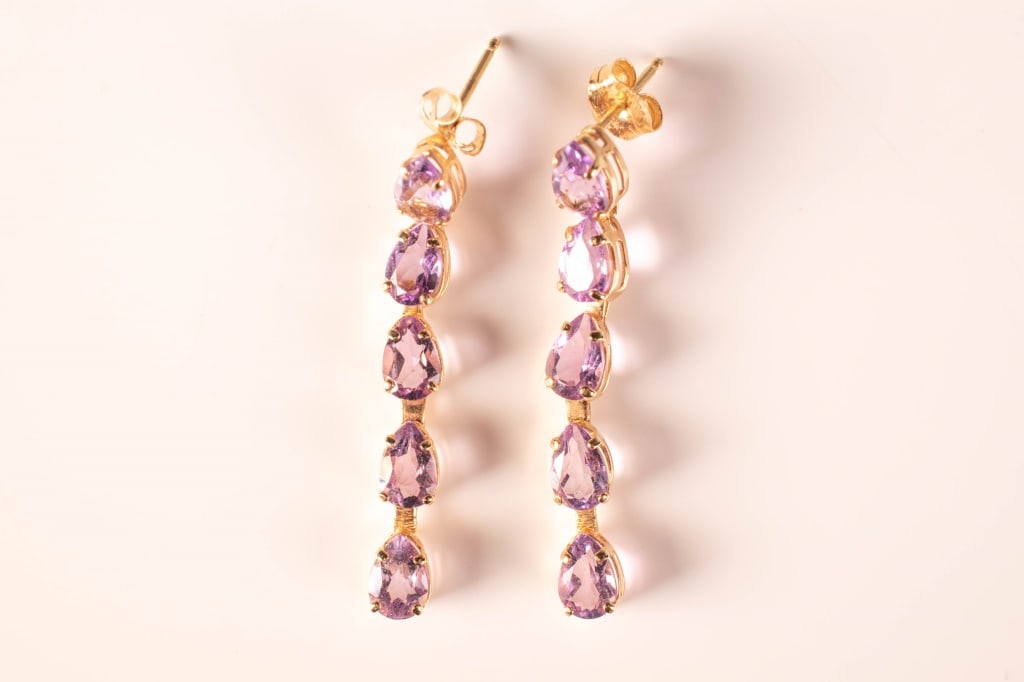 14K Gold & Amethyst Earrings 2.3 Grams (1 of 4)
