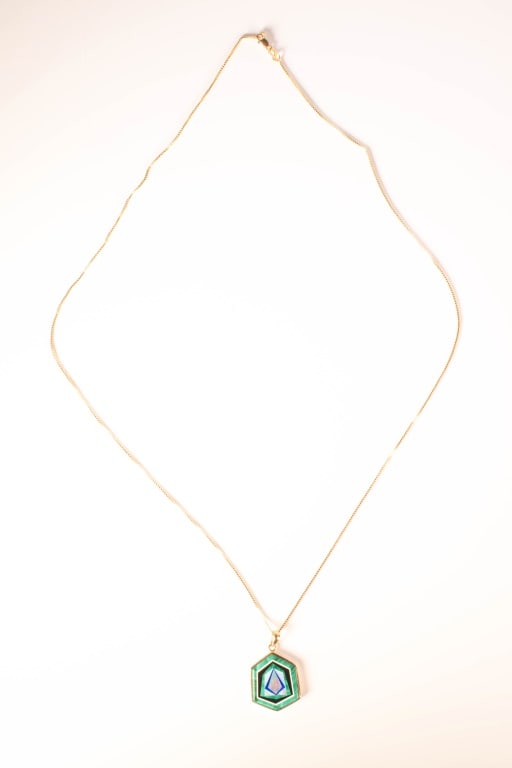 14K Gold, Malachite, Opal & Onyx Necklace 8 Grams (1 of 4)