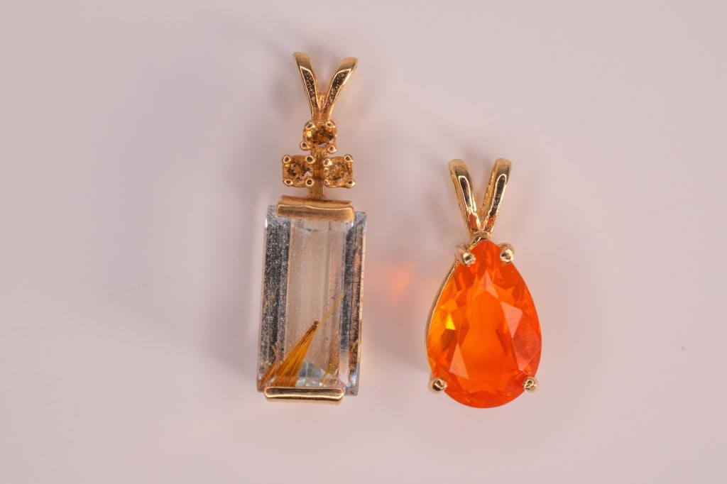 14K Gold, Spinel & Aquamarine Pendants 4.1 Grams (1 of 3)