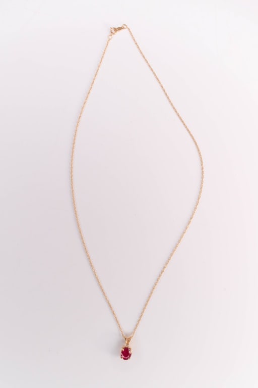 14K Gold & Ruby Necklace 18" 2.3 Grams (1 of 4)