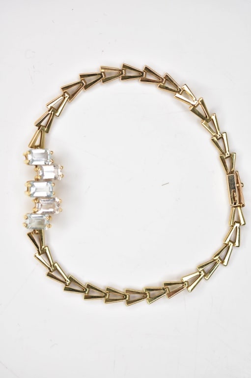 14K Gold & Glass Bracelet 7" 4 Grams (1 of 3)