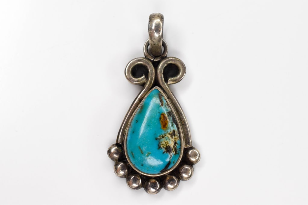 Sterling Silver & Turquoise Southwest Pendant: sterling with turquoise