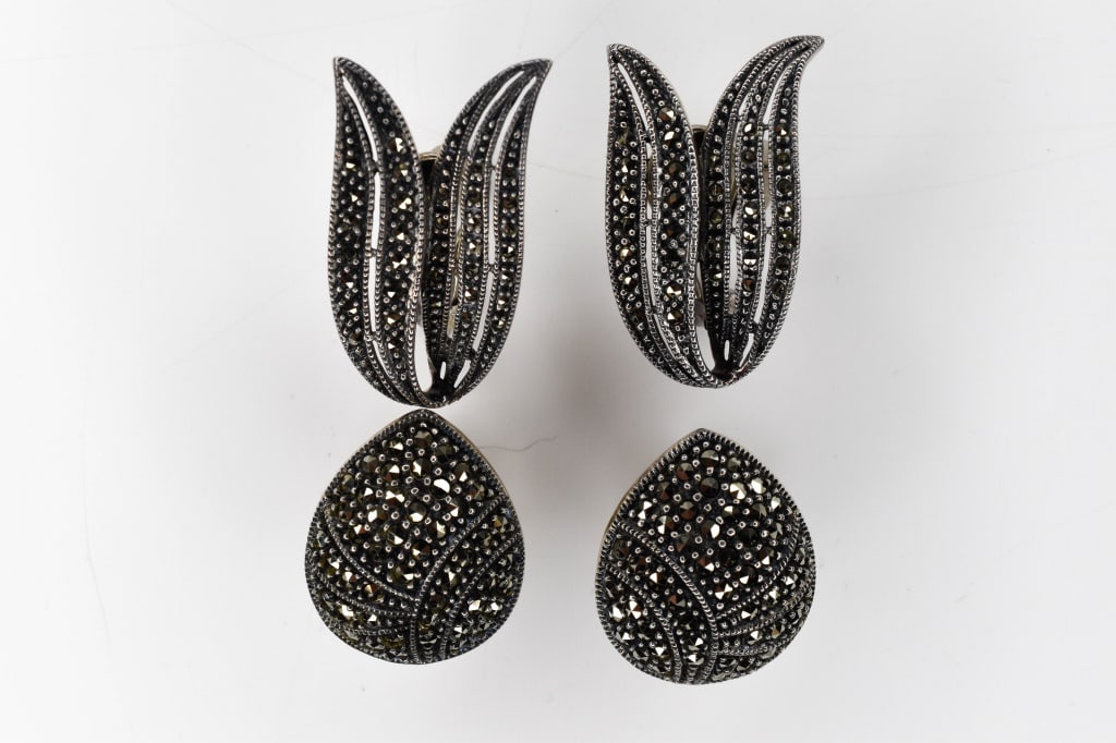 Sterling and Marcasite Earrings (1 of 5)