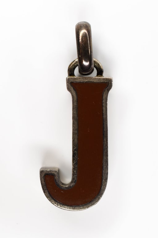 Sterling GUCCI letter J pendant with brown enamel (1 of 3)