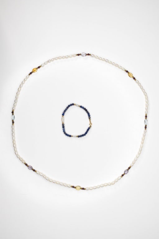 14K Gold, Cultured Pearls, Garnet & Quartz Jewelry (1 of 4)