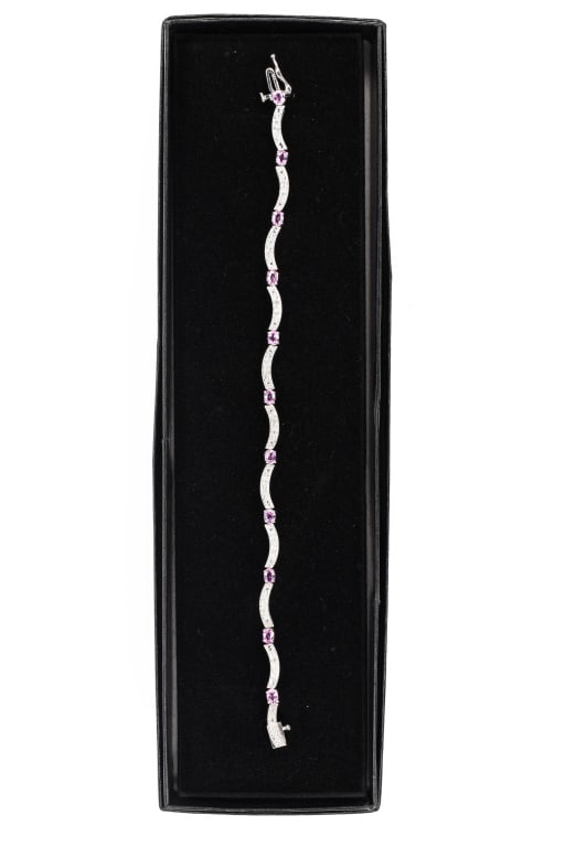 10K Gold, Pink Sapphire and Diamond Bracelet (1 of 4)