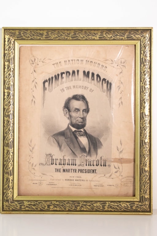 Abraham Lincoln Poster Circa 1865: Abraham Lincoln Poster Height 17 Length approximately 14" Provenance: Acquired from a single owner private estate collection originating in Gettysburg, Pennsylvania. The collection was carefully store