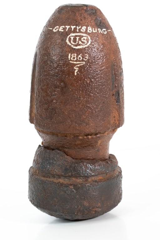 Hotchkiss Artillery Shell Gettysburg US 1863: Hotchkiss Artillery Shell Height approximately 7" Weight together 6 pounds Provenance: Acquired from a single owner private estate collection originating in Gettysburg, Pennsylvania. The collection wa