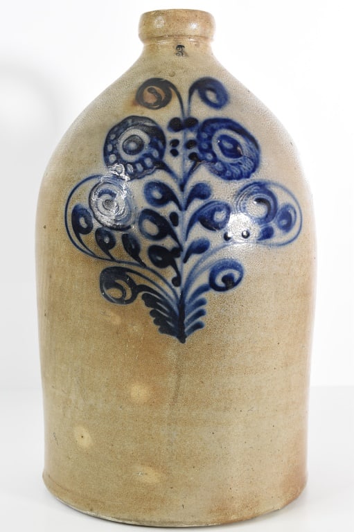 3 Gallon Blue Decorated Stoneware Jug (1 of 10)