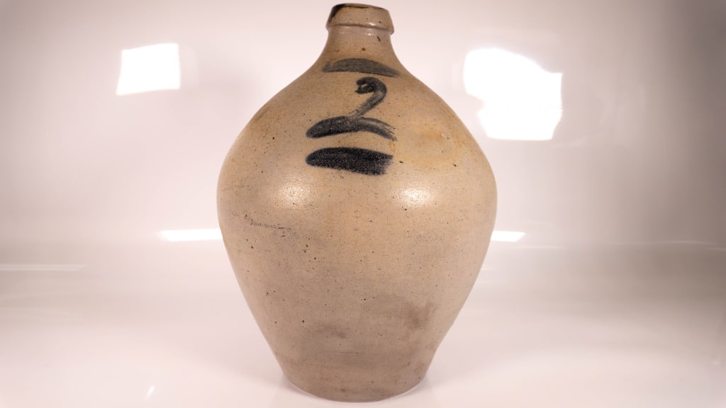 2 Gallon Blue Decorated Stoneware Ovoid (1 of 7)