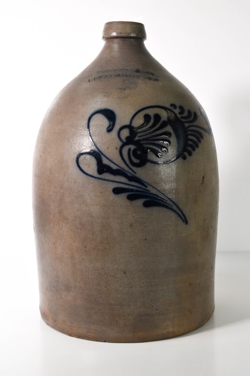 J Norton 2 Gallon Blue Decorated Stoneware Jug (1 of 8)