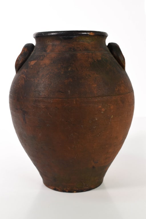 1800s Redware 2 Handled Ovoid Jar (1 of 7)