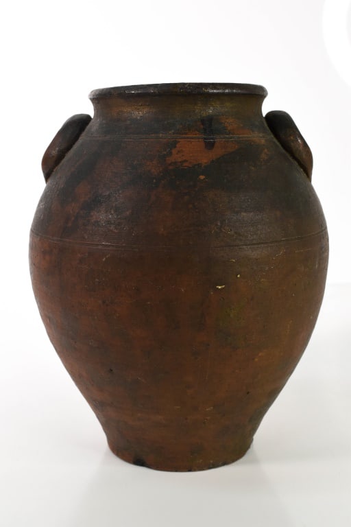 1800s Redware 2 Handled Ovoid Jar - 3