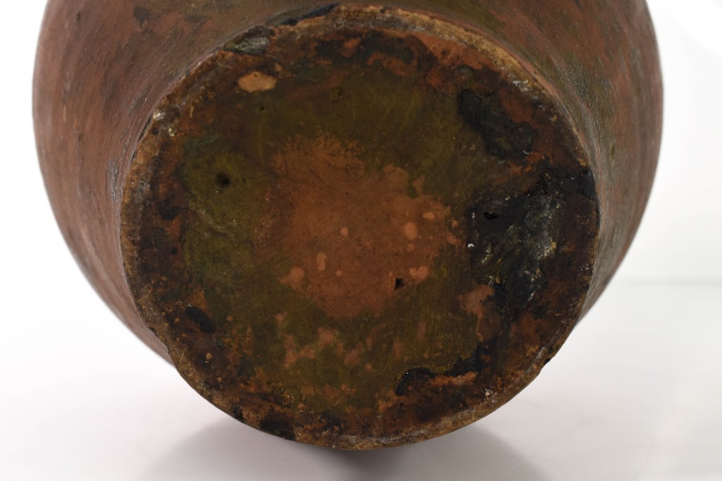1800s Redware 2 Handled Ovoid Jar - 7