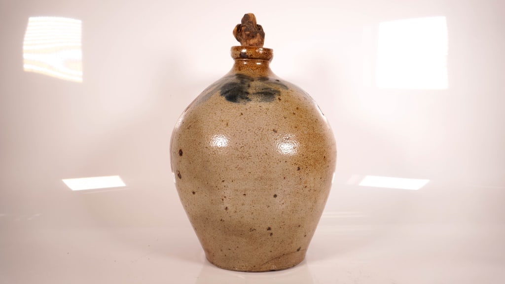 Blue Decorated Stoneware Ovoid Jug (1 of 12)