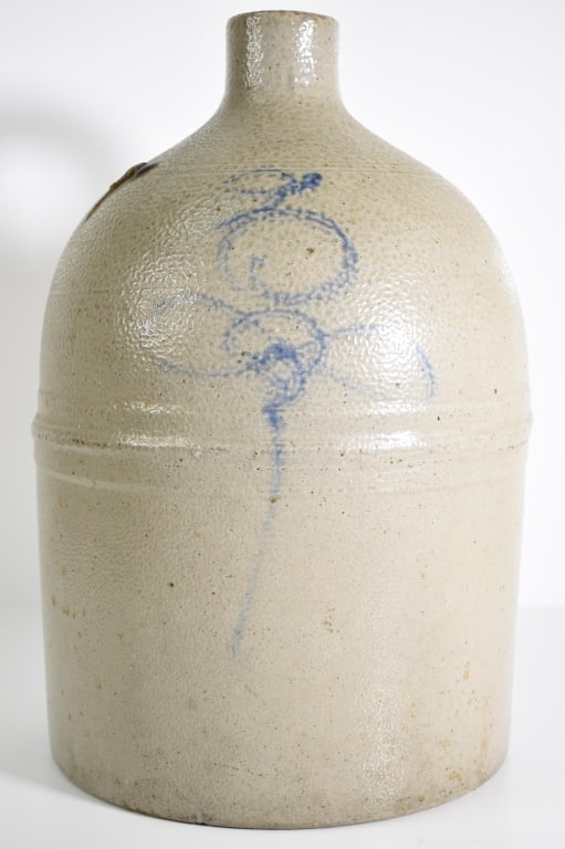 Blue Decorated Floral Stoneware Jug (1 of 8)