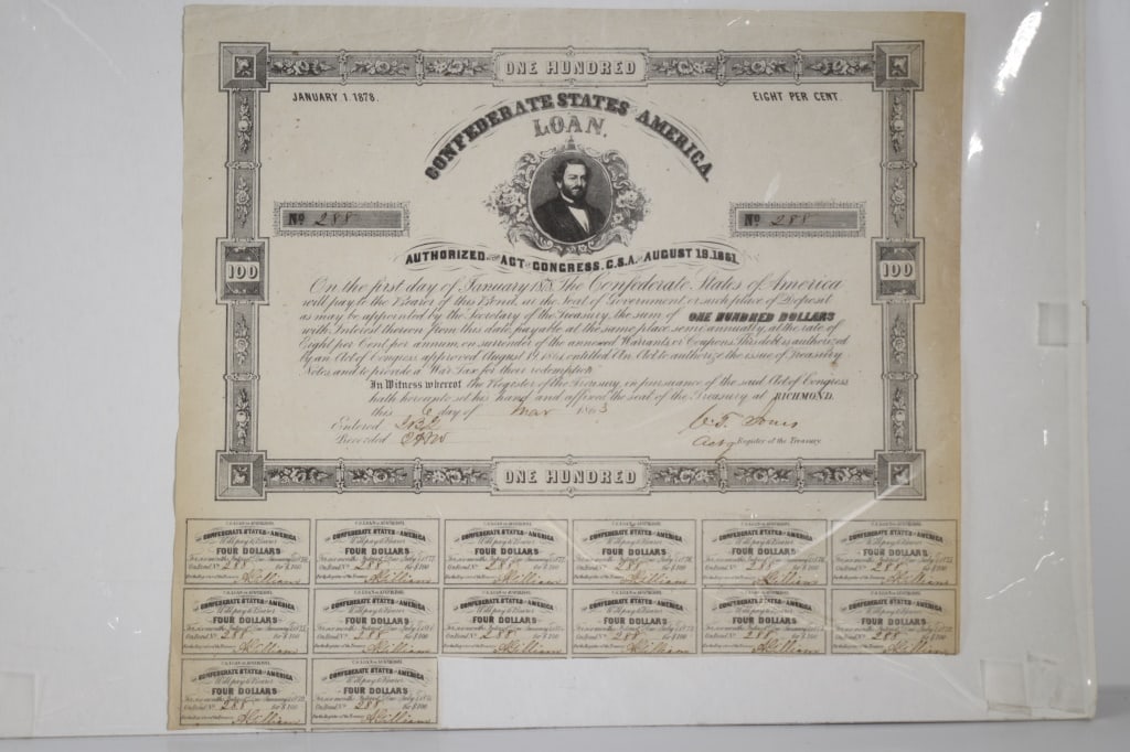 1863 Civil War Confederate Loan Certificate (1 of 7)