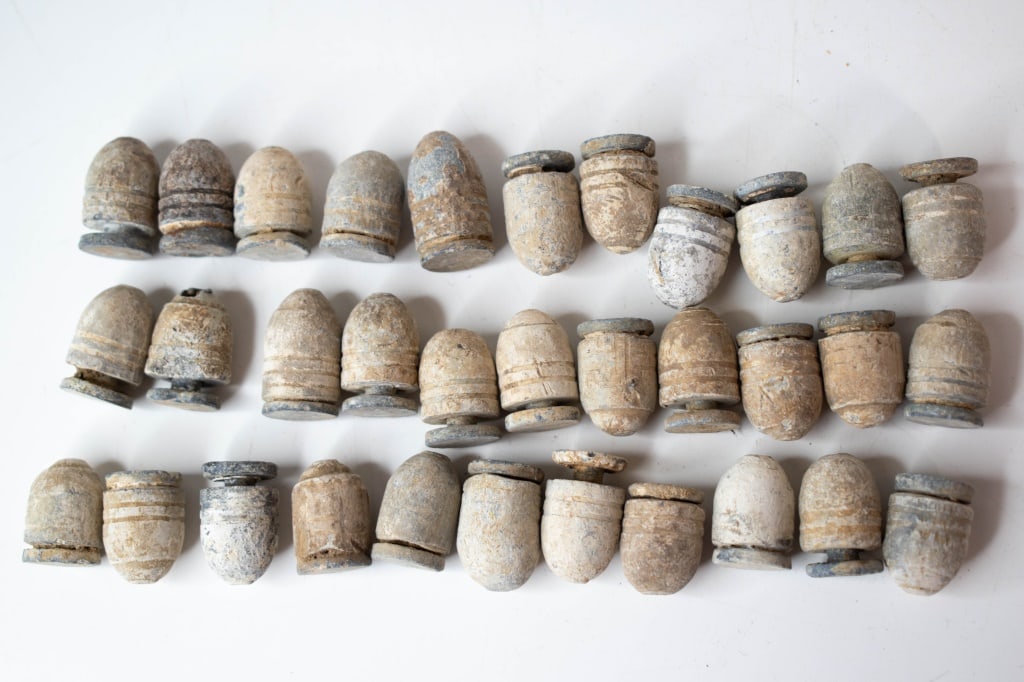Dug Civil War Bullets (33): Roughly 0.75 inches long. White to light brown in color. No info on where they were obtained. Provenance: Acquired from a single owner private estate collection originating in Gettysburg, Pennsylvania