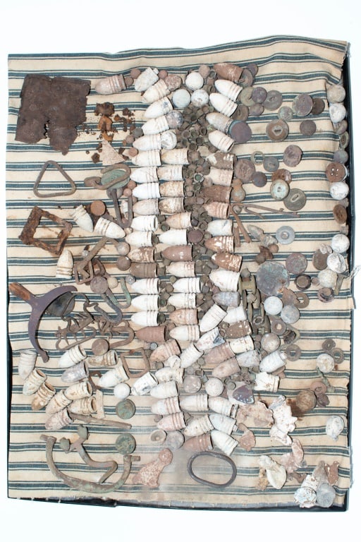 Large Amount of Dug Civil War Relics: No info on where they came from is available. Dug relics of spurs, buckles, fragments and bullets. Provenance: Acquired from a single owner private estate collection originating in Gettysburg,