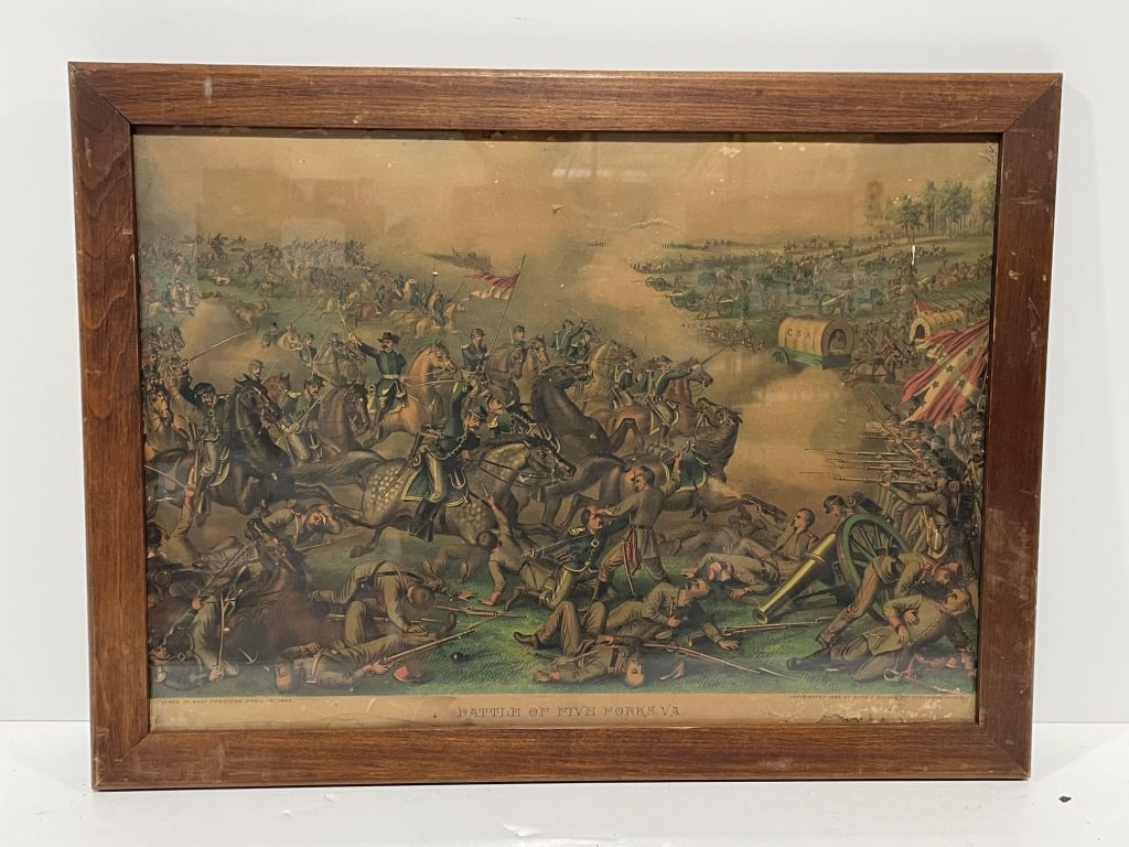 Antique Battle of Five Forks Colored Lithograph (1 of 2)