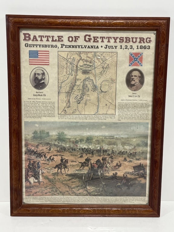 Antique Battle of Gettysburg Print Lee & Meade (1 of 3)