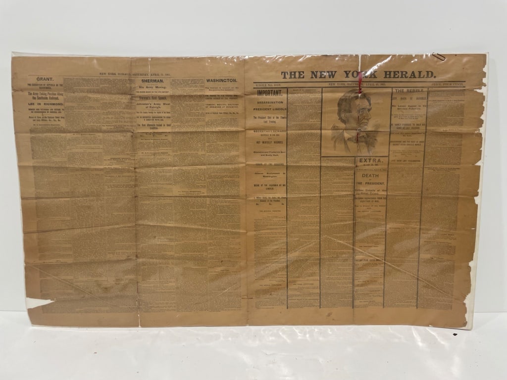 1865 The New York Herald Newspaper (1 of 2)
