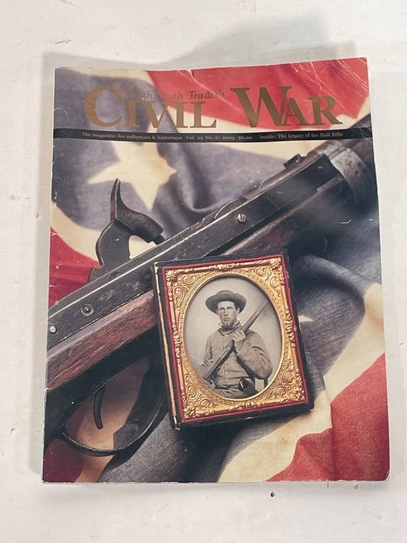 Civil War Historical Publication: Paperback publication focusing on Civil War history, featuring articles and imagery including a focus on Hall's Rifle. Includes detailed historical insights and advertisements relevant to the period.