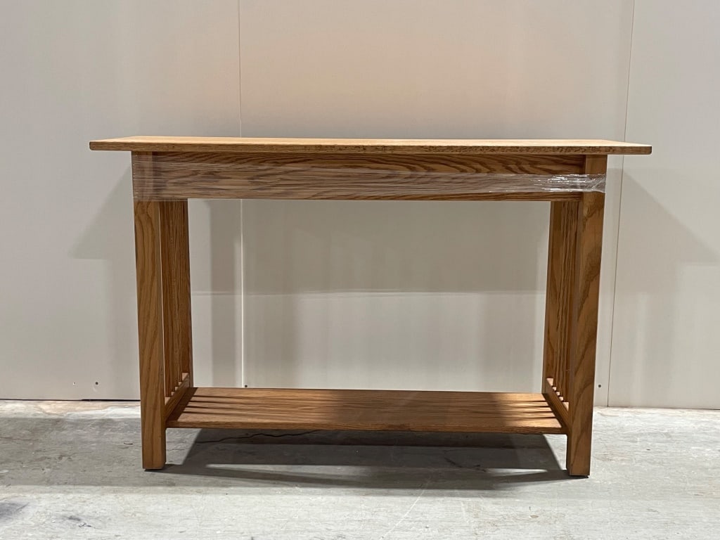 Oak Console Table with Lower Shelf - 3