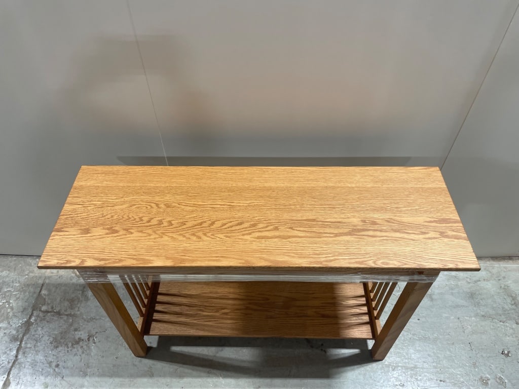 Oak Console Table with Lower Shelf - 4