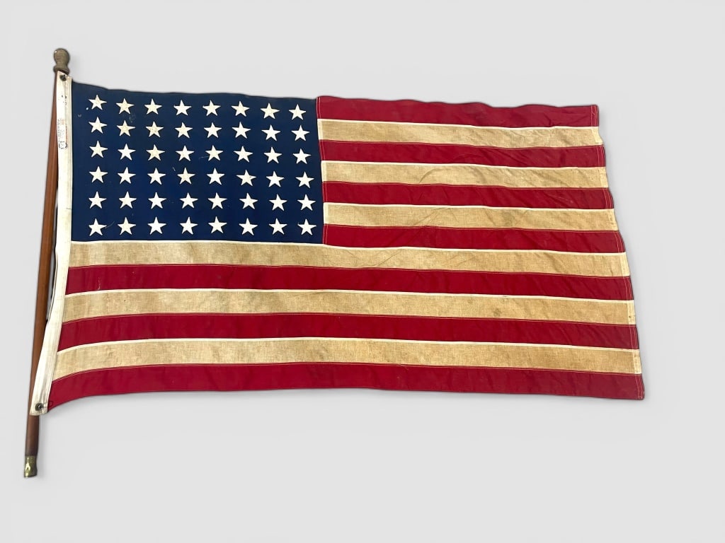 American Flag with Wood Pole 48 star (1 of 4)