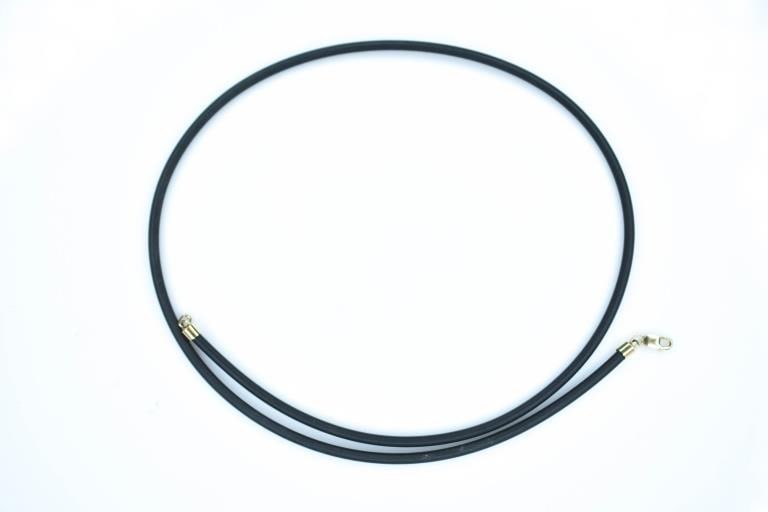 14K and Leather style choker: Leather and 585 measuring approximately 20.5" long when unclasped.