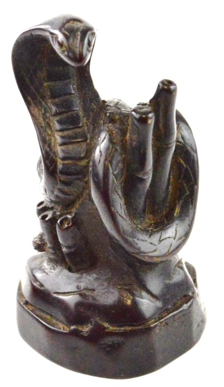 Chinese Hand Carved wood Cobra Netsuke: Chinese Hand Carved wood Cobra Netsuke 19th century. Approx 2.25 high"