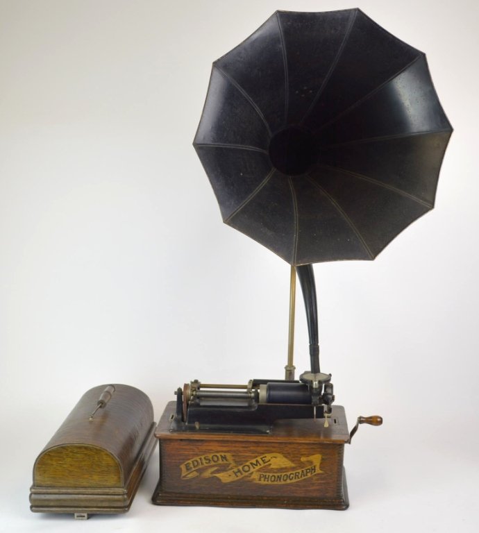 Edison Home Phonograph Cylinder Roll: with cygnet horn and original receipt of purchase