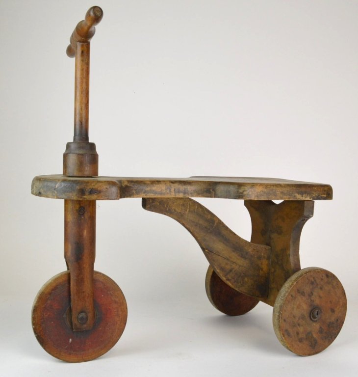 Antique H.C. White KiddieKar wooden tricycle.