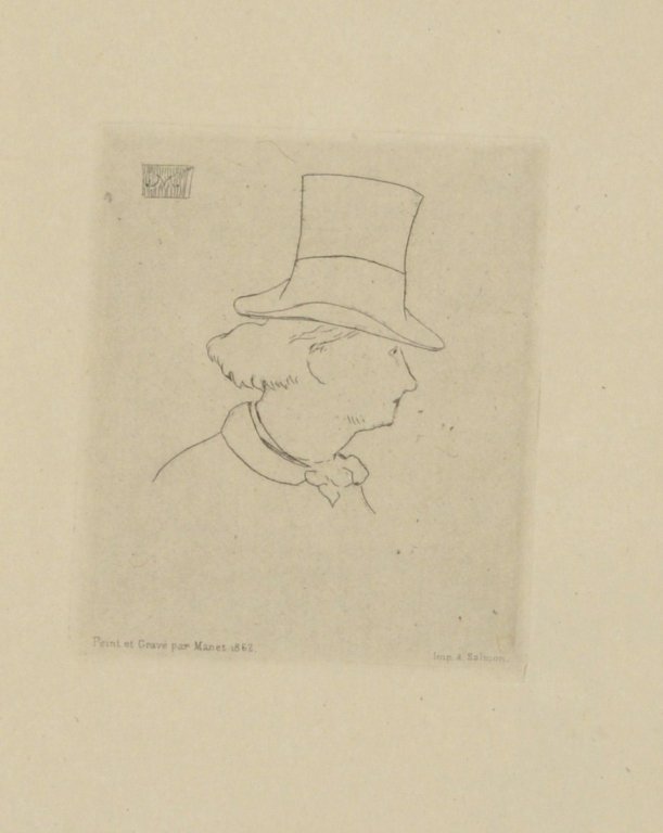 Edouard Manet (French, 1832-1883): Edouard Manet (French, 1832-1883), Baudelaire with Hat etching, monogrammed in the plate (upper left) inscribed Peint et Grave par Manet, 1862" (lower left)"