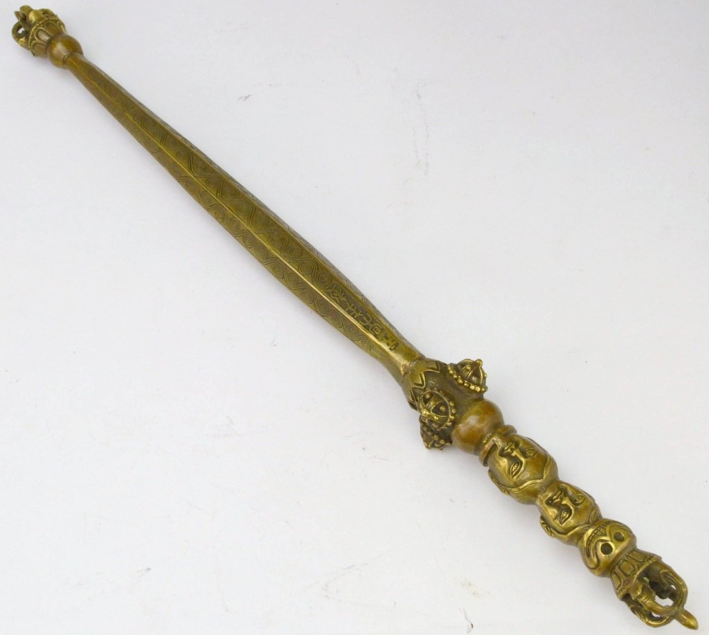 19th Century Tibetan Tantric Sex Khatvanga: Magic Sex Wand. The Three Hands represent fresh, dried & a bare skull symbolizing the conquest of lust, hate & delusion in which all of the energies are drawn upon for stronger and better sexual power