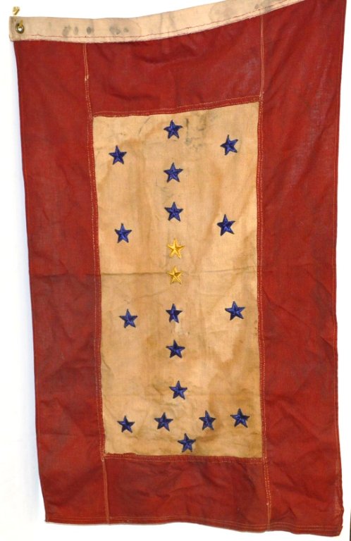 Early US Service Flag: These flags were made to represent members of a community that were serving in WWI or WWII, the gold stars represent the men that were killed in action.