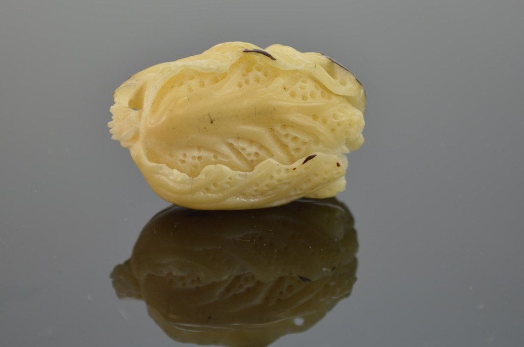 Carved Tagua Nut Bok Choy Netsuke Pendant: Carved Netsuke Pendant of a Tagua Nut in the form of a Bok Choy ( Cabbage) 1 1/2" high